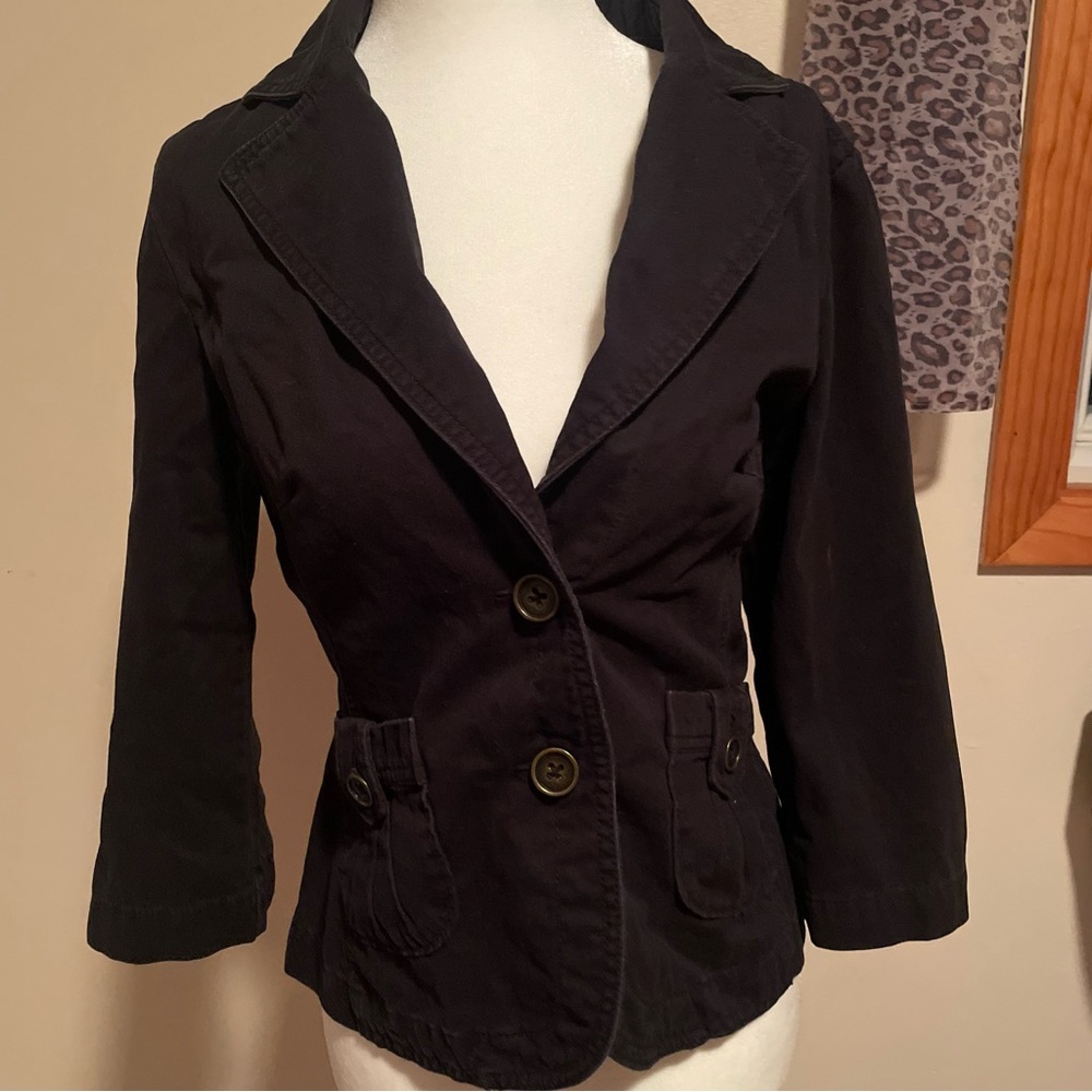 3/4 sleeve Women's denim Black Blazer